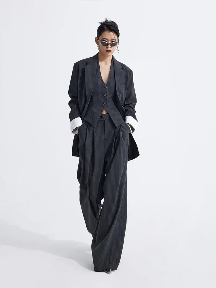 Striped Suit Wide Leg Pants