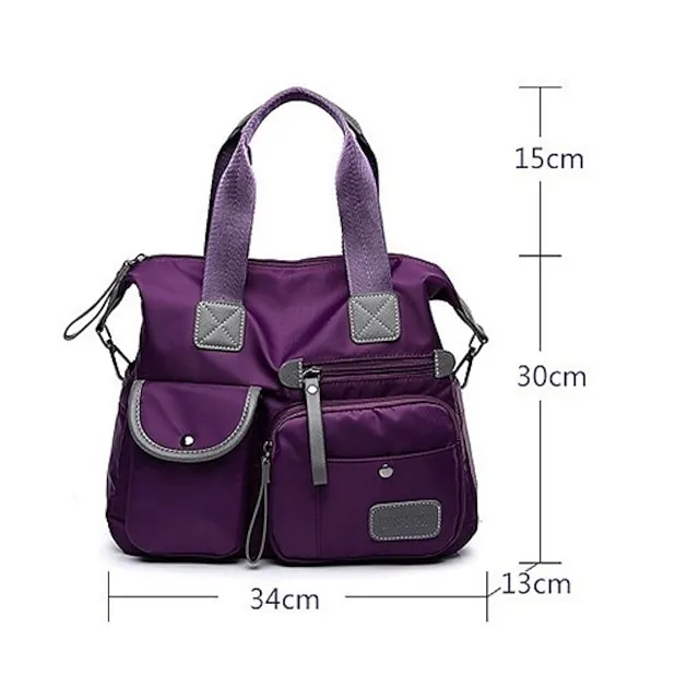 Women's Handbag Nylon PU Leather Outdoor Event / Party Office & Career Color Block Black Red Blue