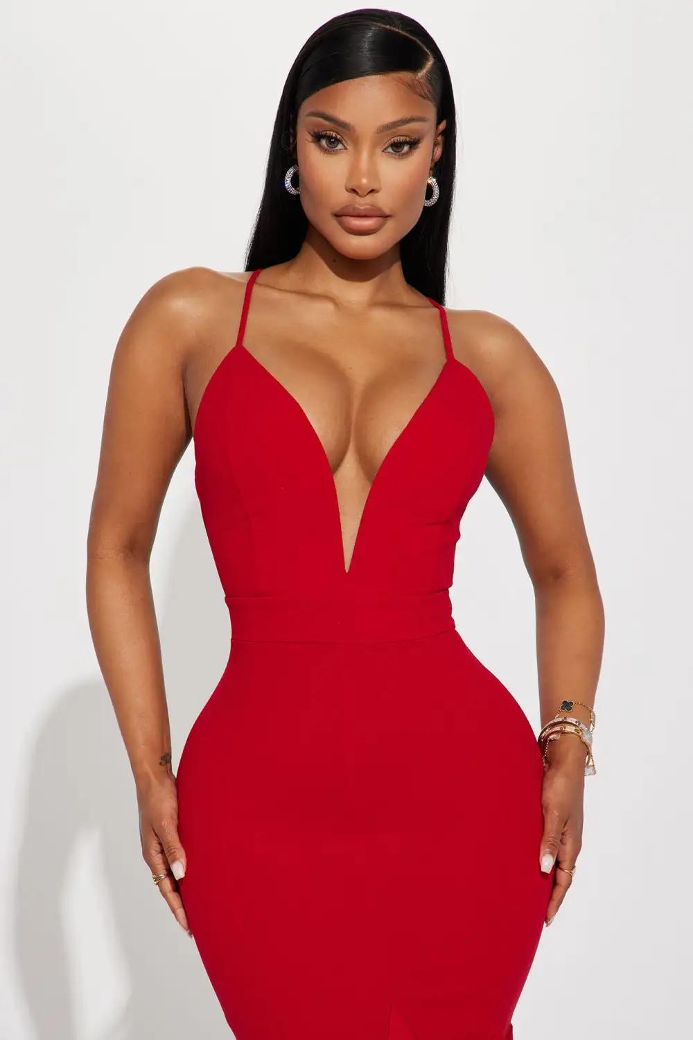 Looking At You Ruffle Maxi Dress - Red