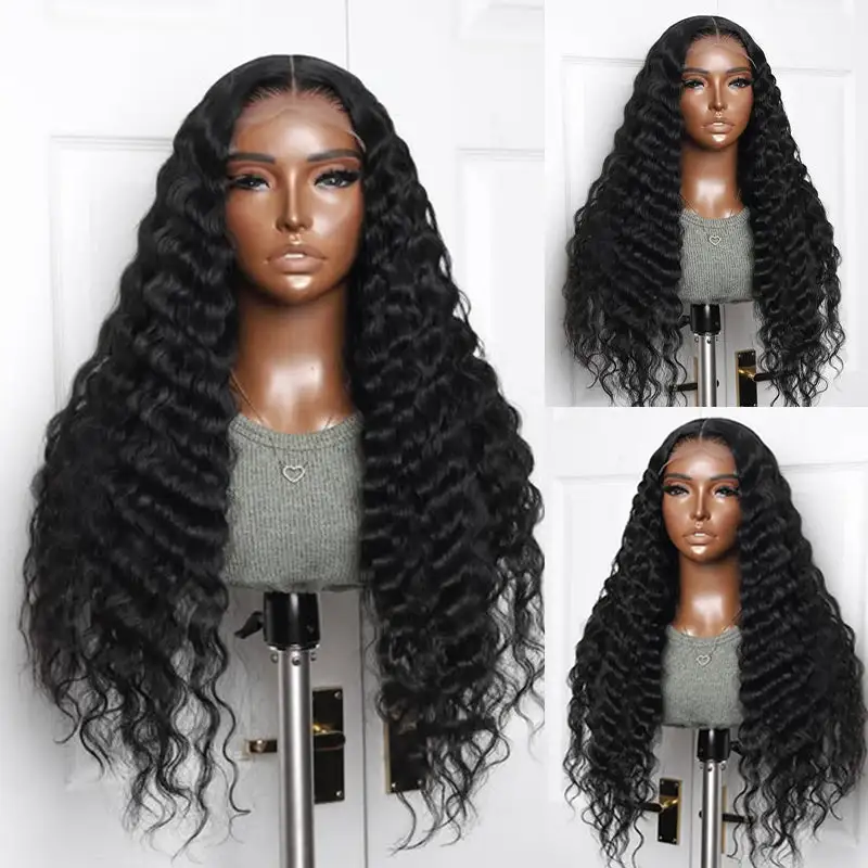Real HD| Deep Wave Glueless Lace Closure Wig 250% Raw Virgin Human Hair Wig