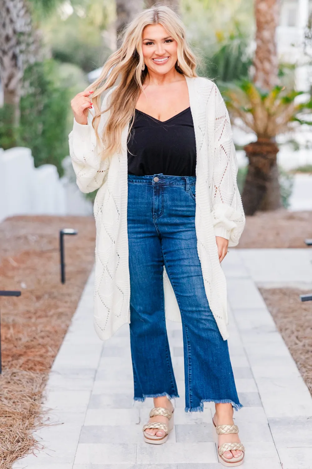 Eat, Drink, And Be Cozy Cardigan, White