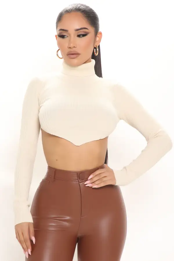 Little Miss Perfect Turtle Neck Top - Cream
