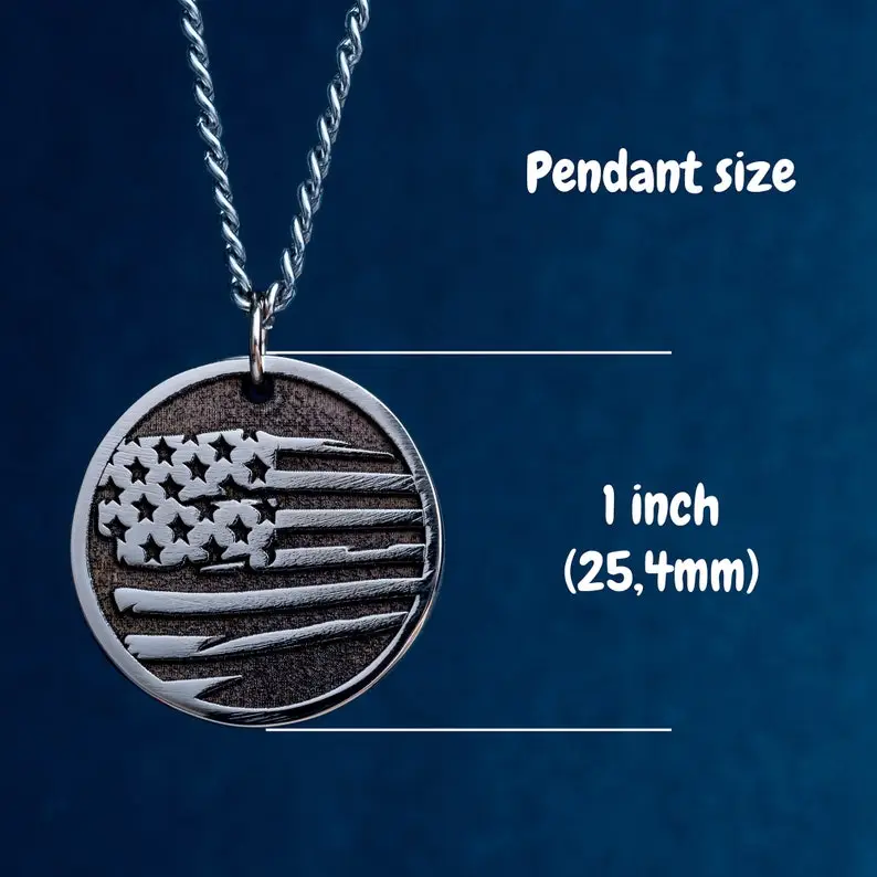 Necklace with the United States Flag. The Stars and Stripes Pendant. U.S. Flag Medallion, 4th July Gift, We the People of the United States