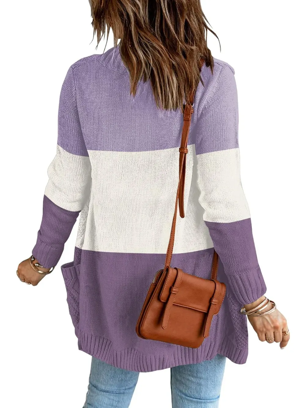 Womens Long Sleeve Open Front Buttons Cable Knit Pocket Sweater Cardigan