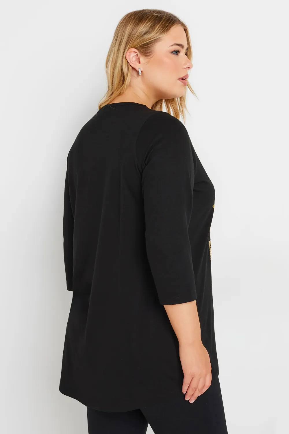 YOURS Curve Black 'Meowy Christmas' Slogan T-Shirt