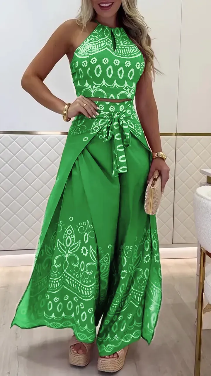 Women's Vintage Printed Holiday Casual Three-Piece Suits