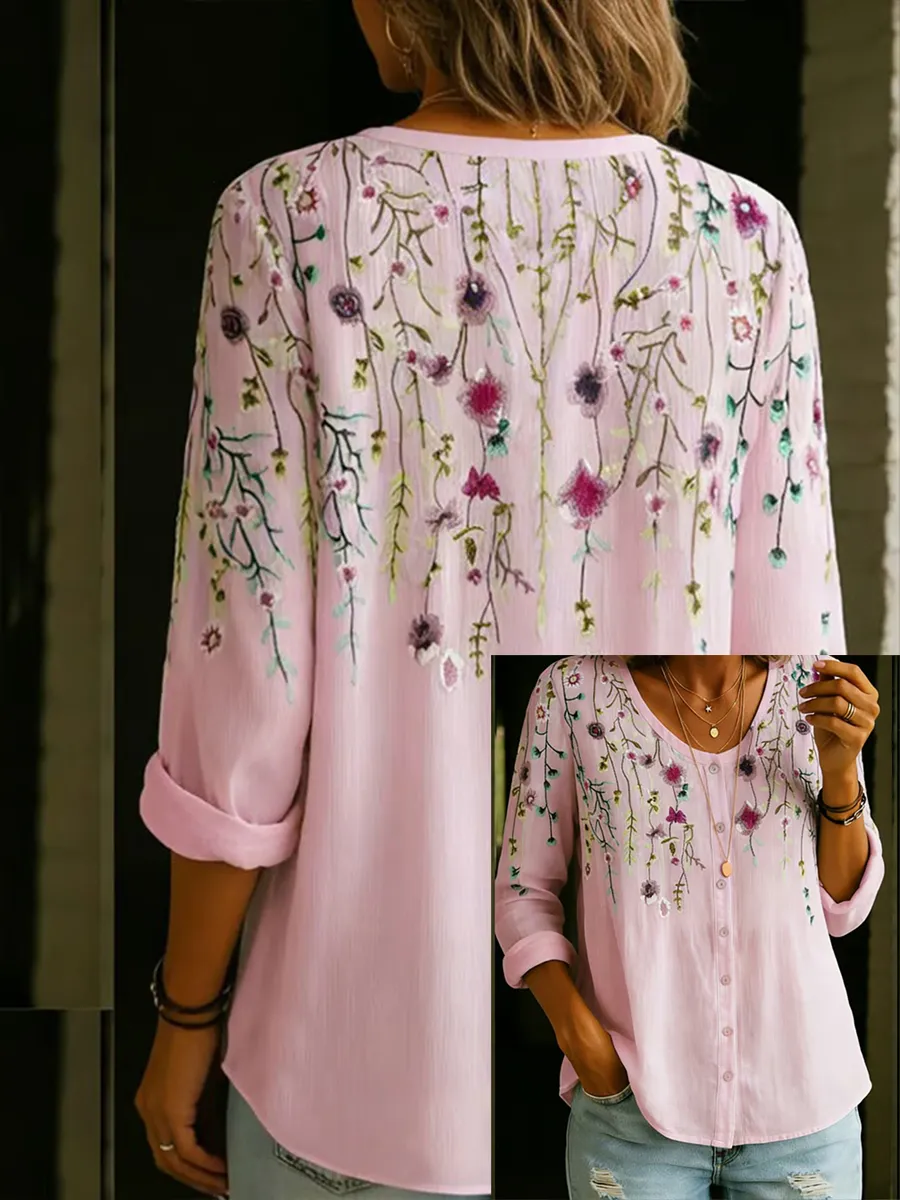 Women's Minimalist Floral Shirt