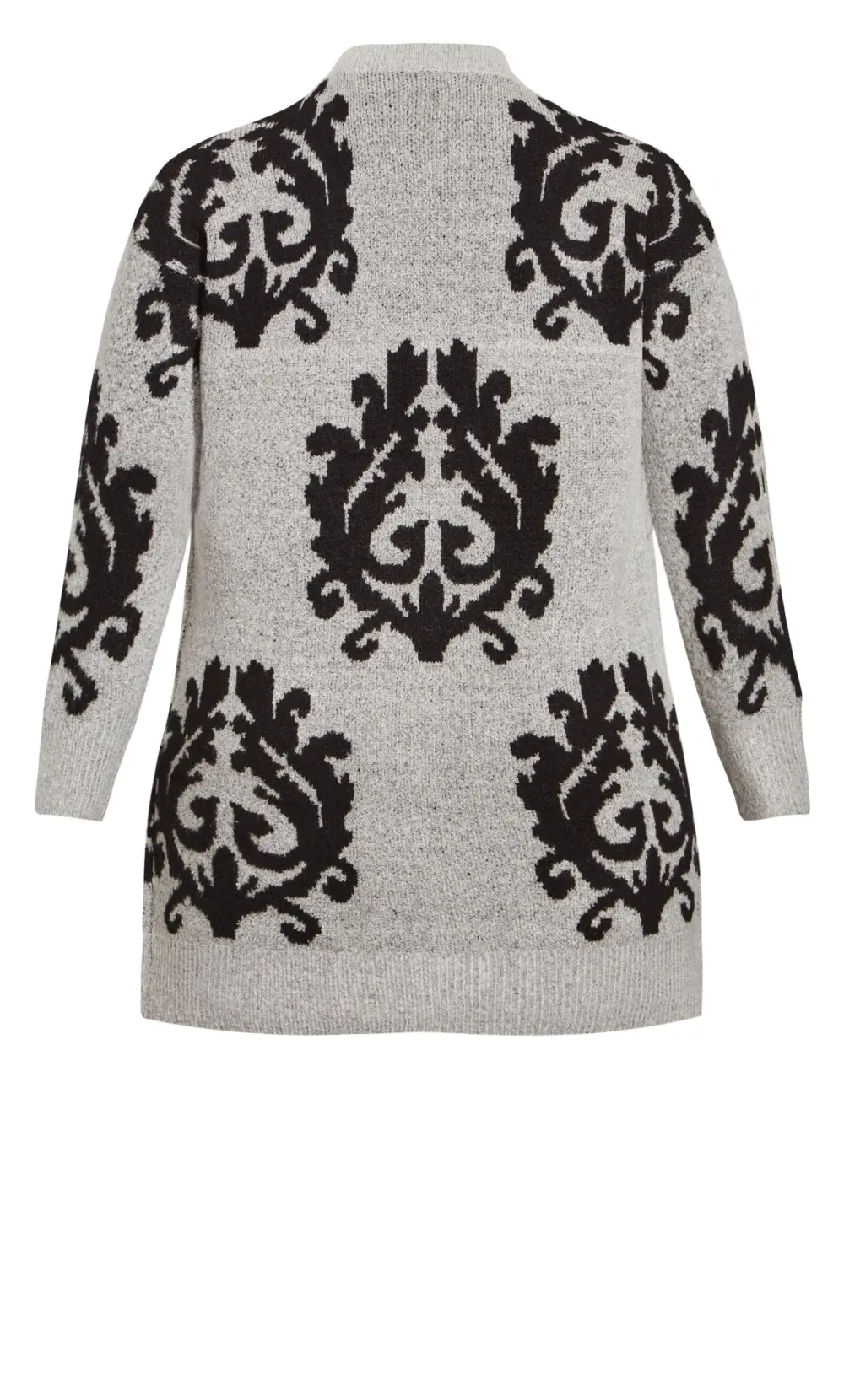 Evans Grey & Black Printed Cardigan