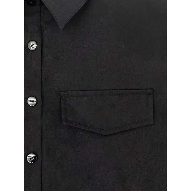 Women's Shirt Blouse Pocket Lapel Collor Long Sleeve Women‘s Clothing Solid Color Daily Basic