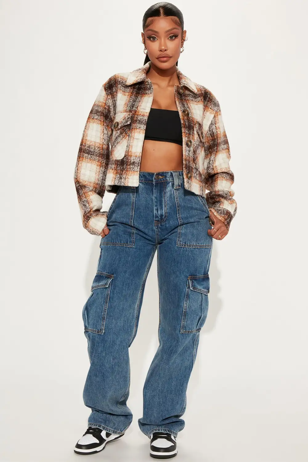 Savannah Crop Plaid Shacket - Chocolate
