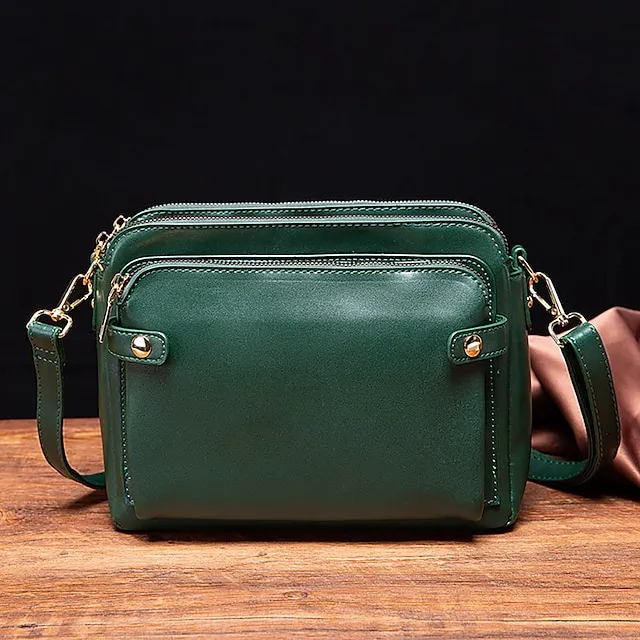 Women's Crossbody Bag Shoulder Bag Satchel PU Leather Shopping Daily Zipper Adjustable Large Capacity Waterproof Solid Color Wine Red Black Brown