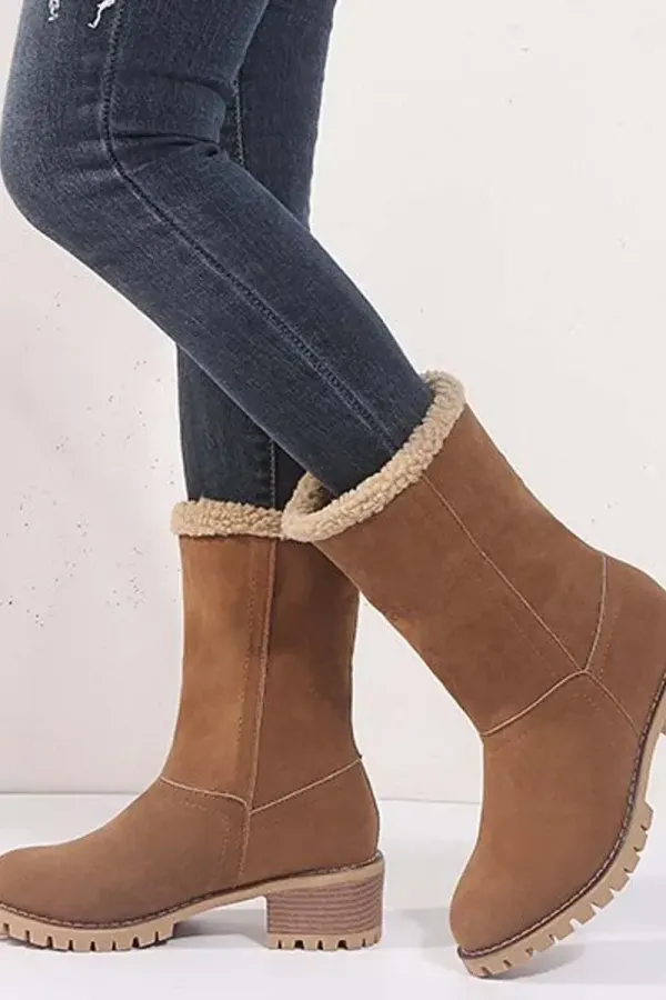 🔥Last Day Specials👢Women's thick heel high heel snow boots women's two-wear plus velvet warm mid-calf boots