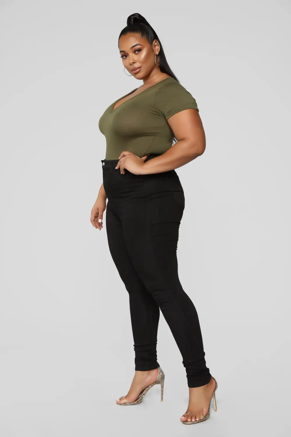 Classic High Waist Skinny Jeans - Black