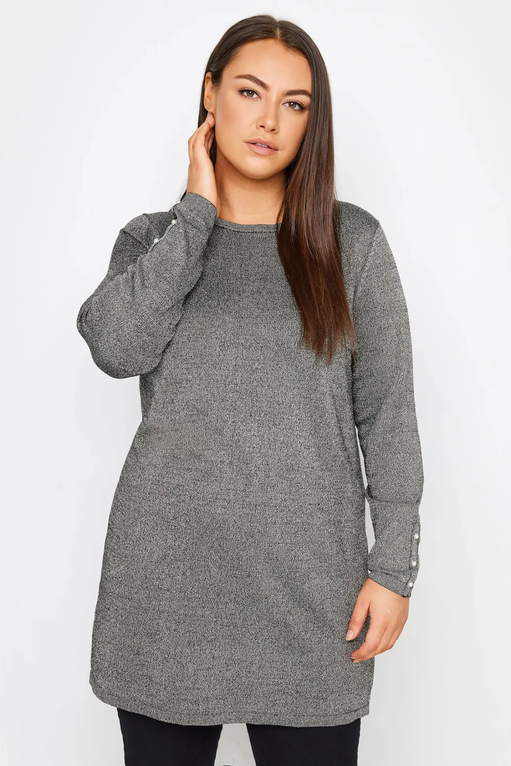 Evans Grey Glitter Detail Jumper