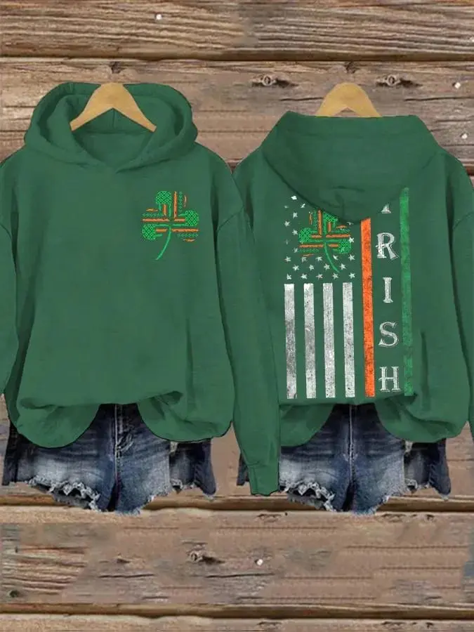 Women'S Flag Irish St. Patricks Day Print Casual Hoodie