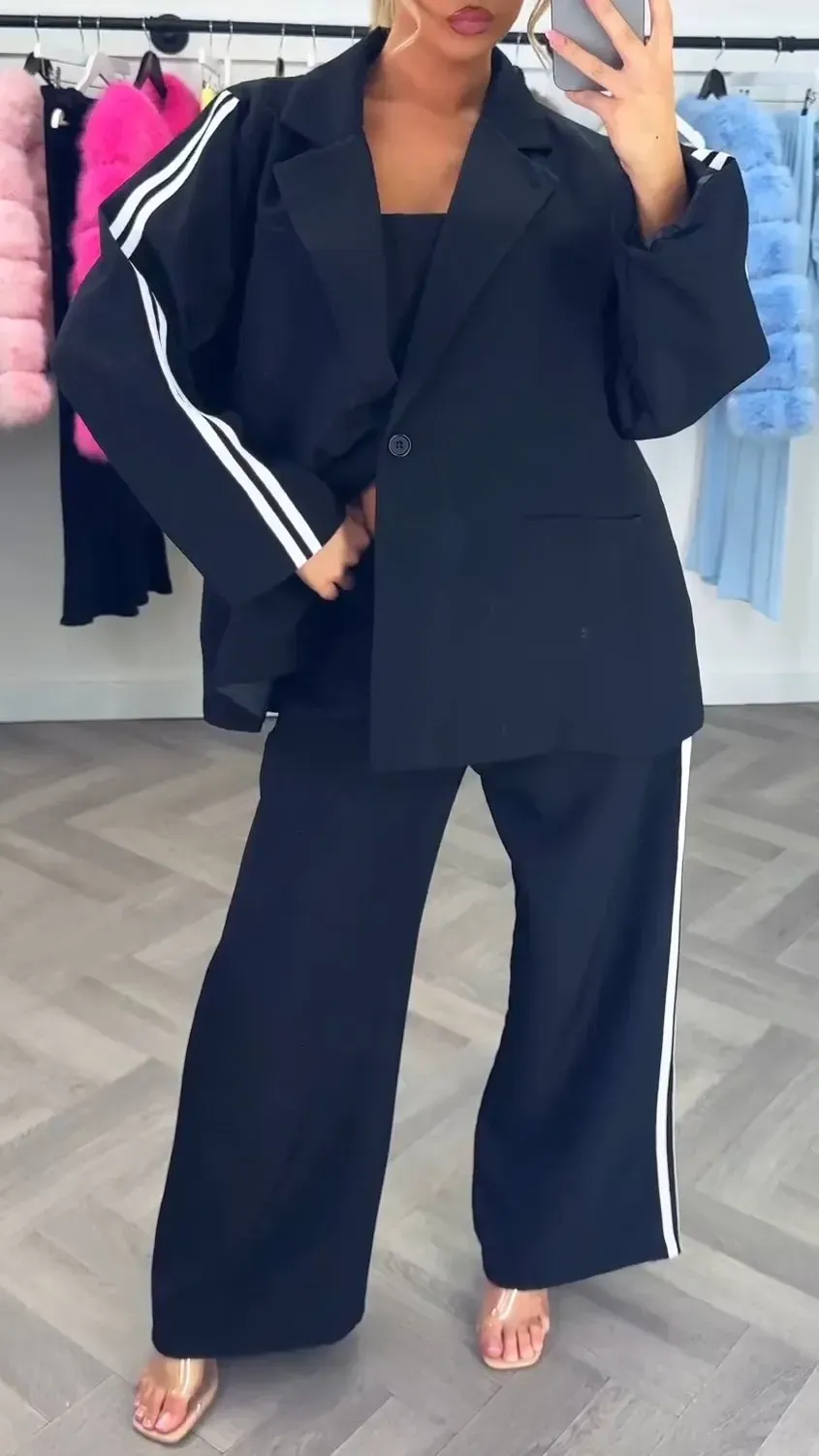 Women's Casual Striped Suit Pants Set