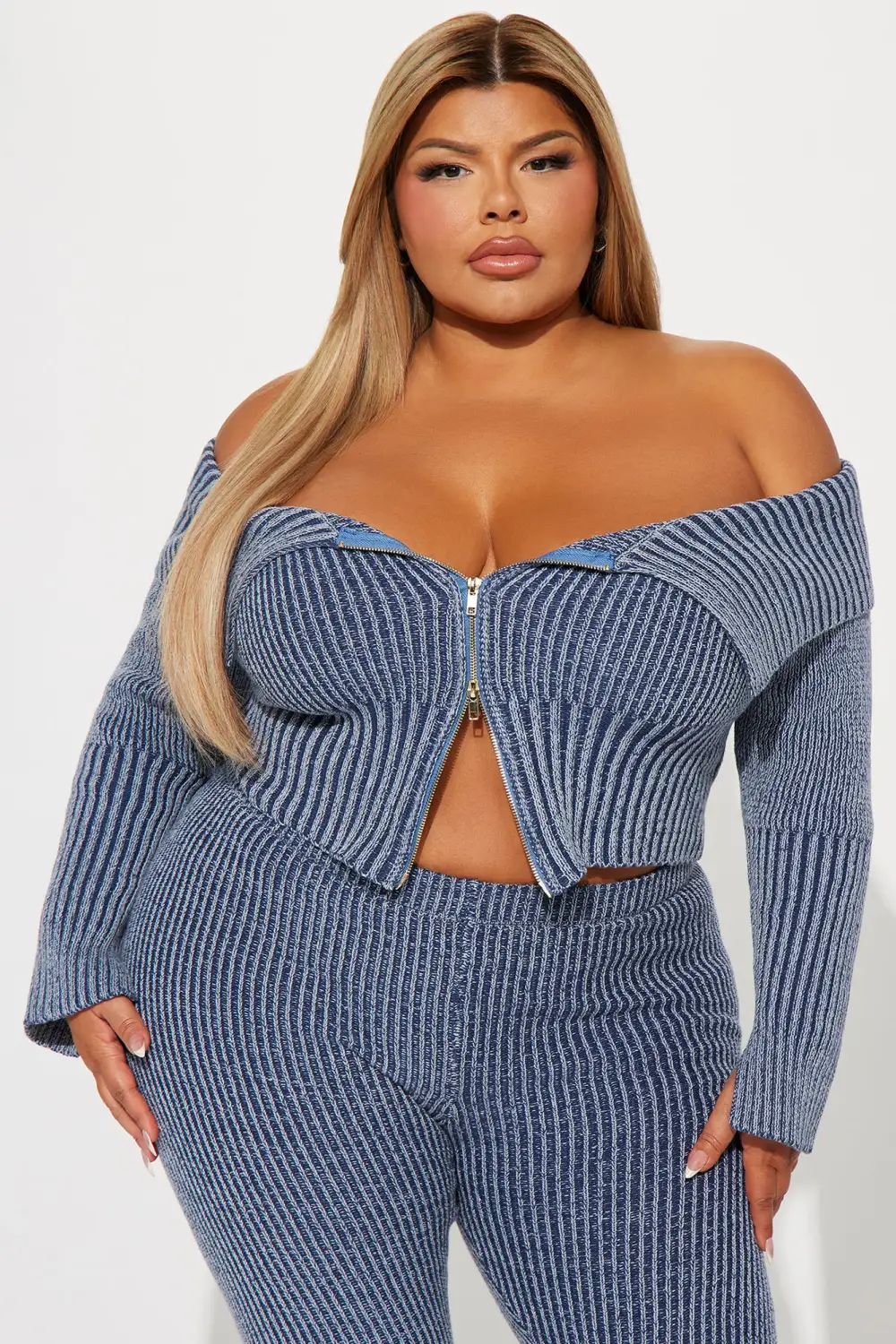 New Day Sweater Mineral Wash Legging Set - Blue