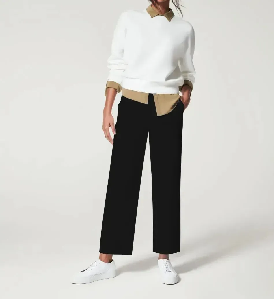 Stretch Twill Cropped Wide Leg Pant