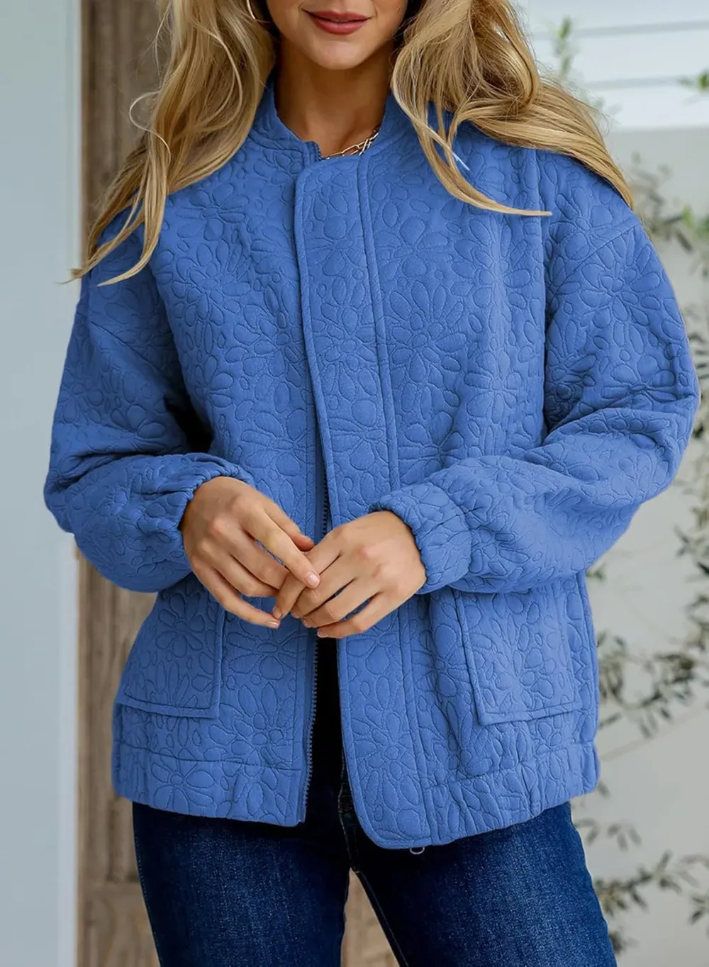 Jackets for Women Spring Fashion 2025 Cute Jacquard Coats Lightweight Zip Up Jackets Dressy Casual