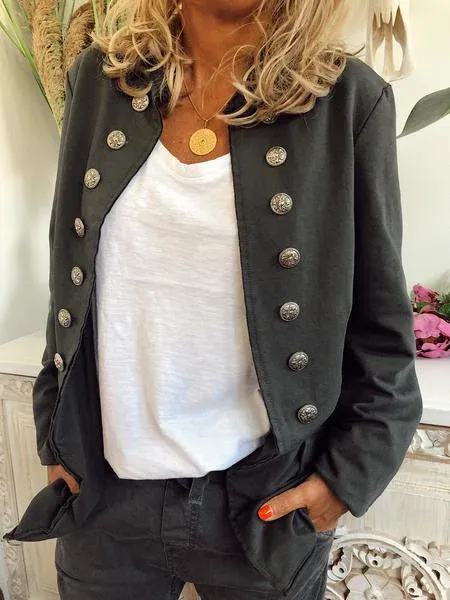 Buttoned Long Sleeve Jacket