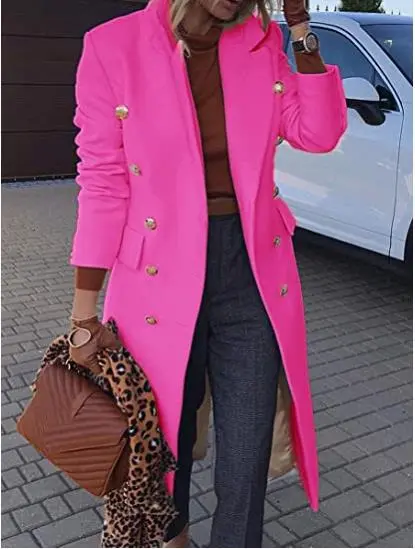 Clearance Sale - Lady'S Long Woolen Coat Multi-Button Woolen Coat