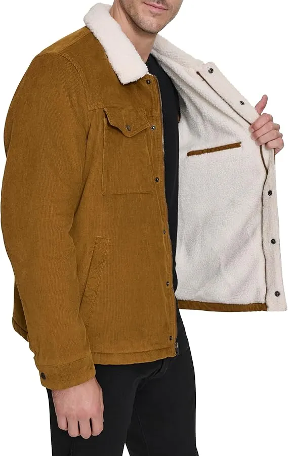 Men's Corduroy Sherpa Lined Trucker Jacket