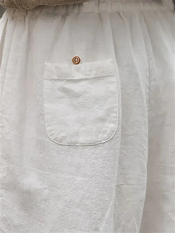 Women's Wide Leg Linen Pants Shorts Faux Linen Dark Grey White Khaki Fashion Vacation Side Pockets Cut Out Short Comfort Plain S M L XL 2XL