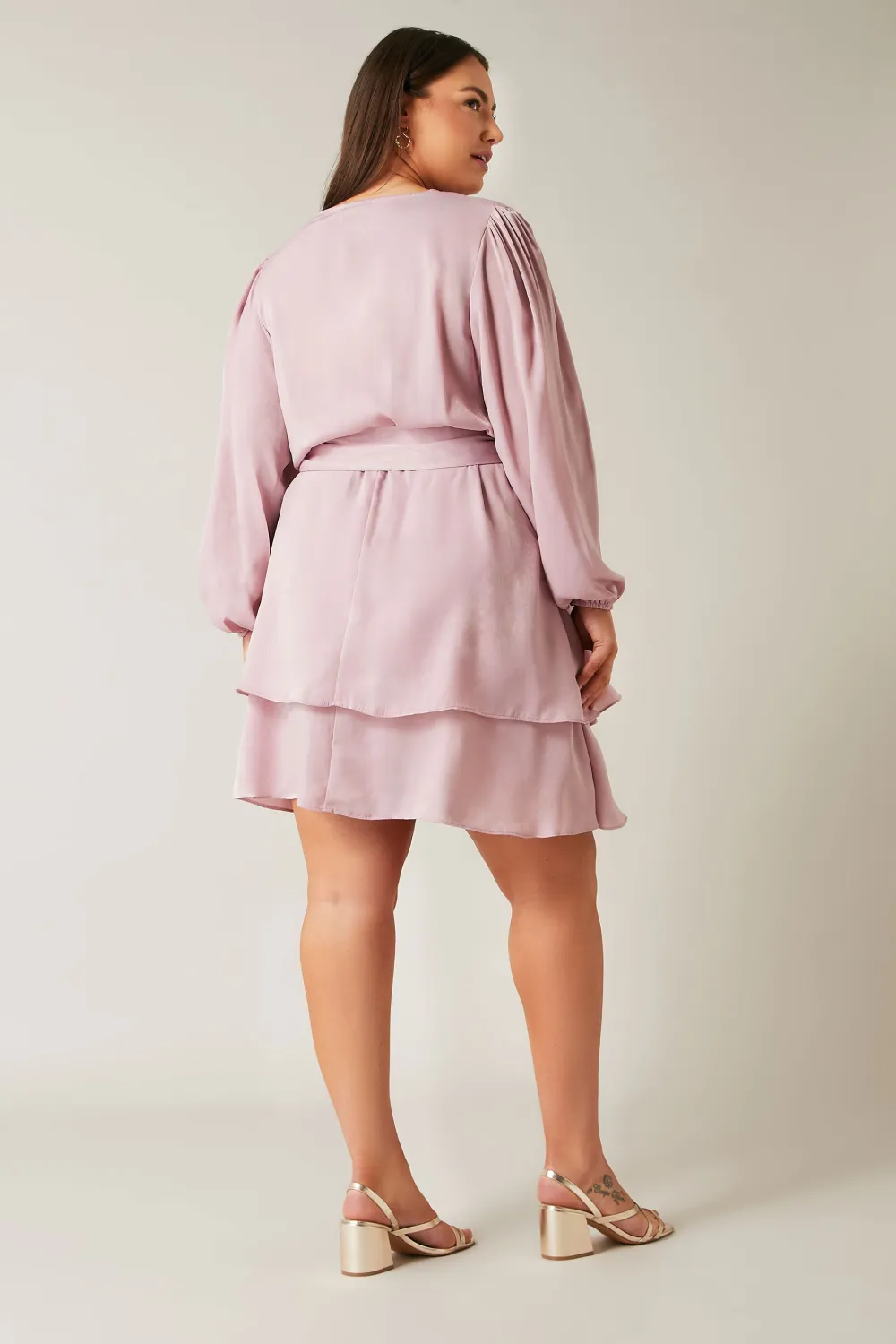 Evans Purple Twisted Ruffle Dress