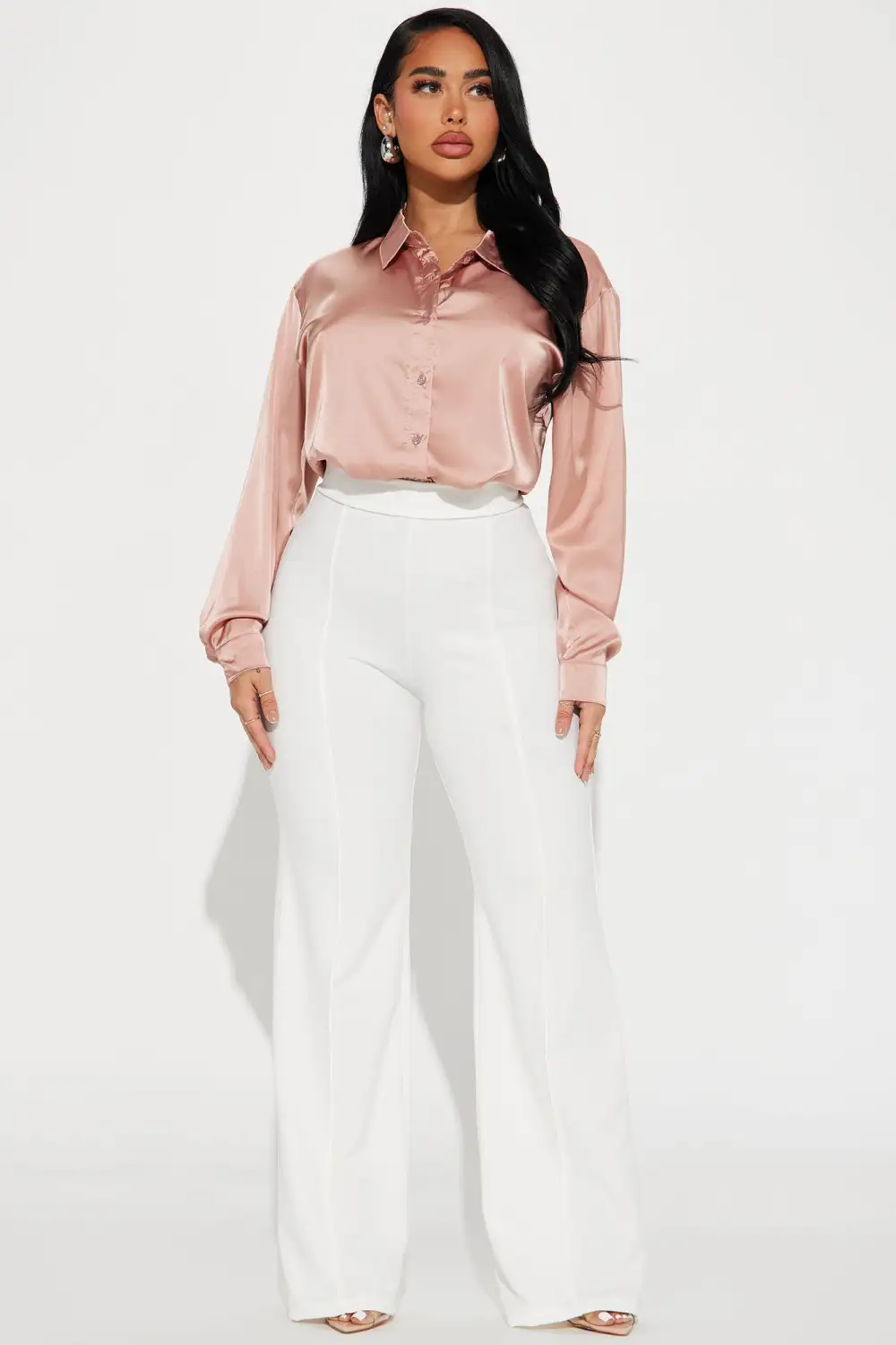 Trust The Wait Satin Shirt  - Sand