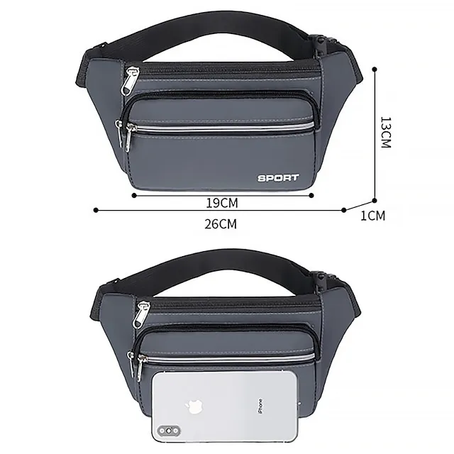 Men's Crossbody Bag Shoulder Bag Belt Bag Nylon Outdoor Holiday Zipper Large Capacity Lightweight Durable Solid Color Four Pockets - Lake Blue Four Pockets - Gray Four Pockets - Red