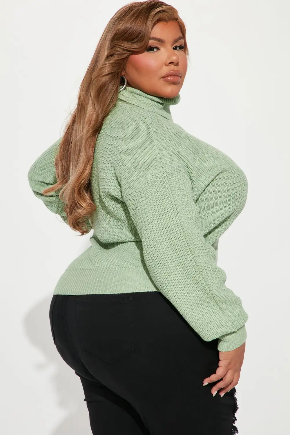 Roll With The Flow Turtleneck Sweater - Sage