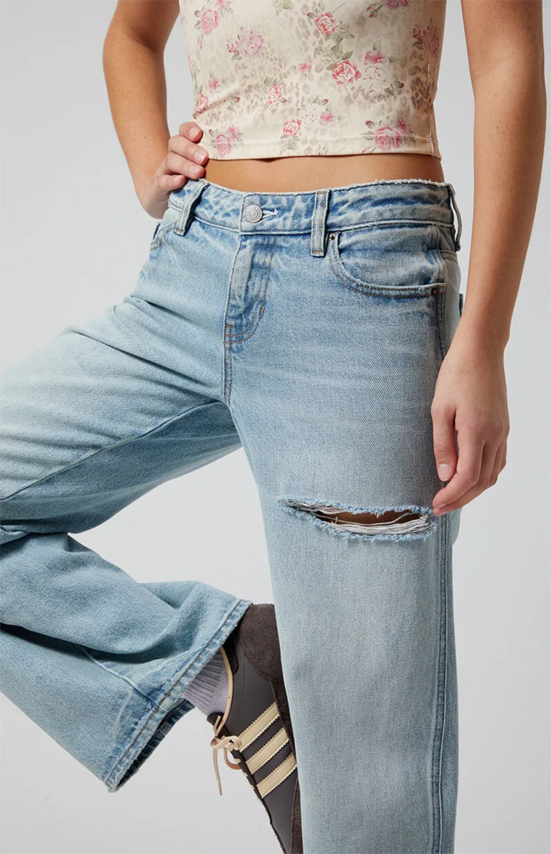 PacSun Casey Ripped Low Rise Baggy Jeans Light Indigo
