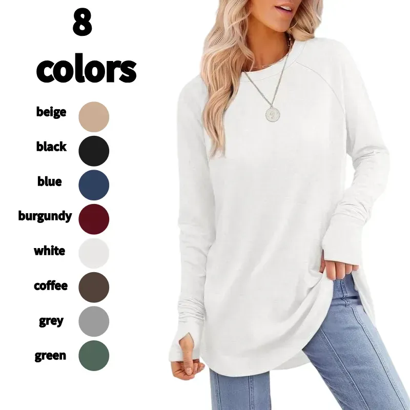 Womens Tunic Tops to Wear with Leggings Long Sleeve Thumb Hole Shirts