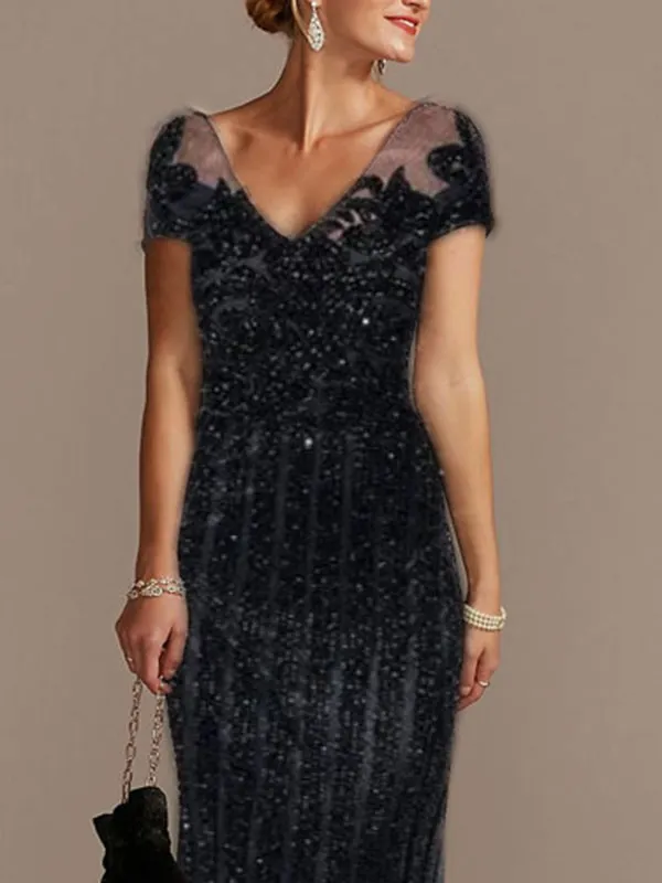 Delicate lace sequin see-through women's dress