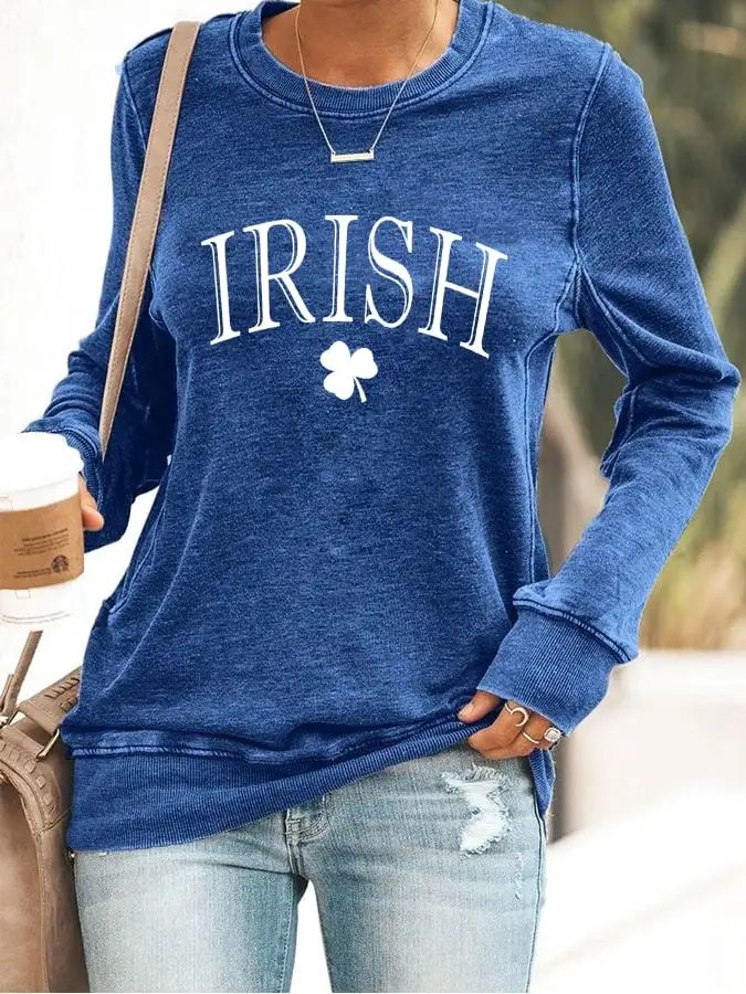 Women's St. Patrick's Day Irish Clover Print Sweatshirt