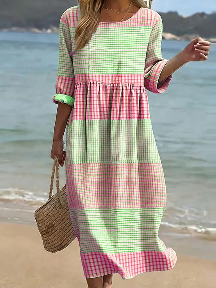 Women'S Casual Daily Striped Artistic Printed Dress