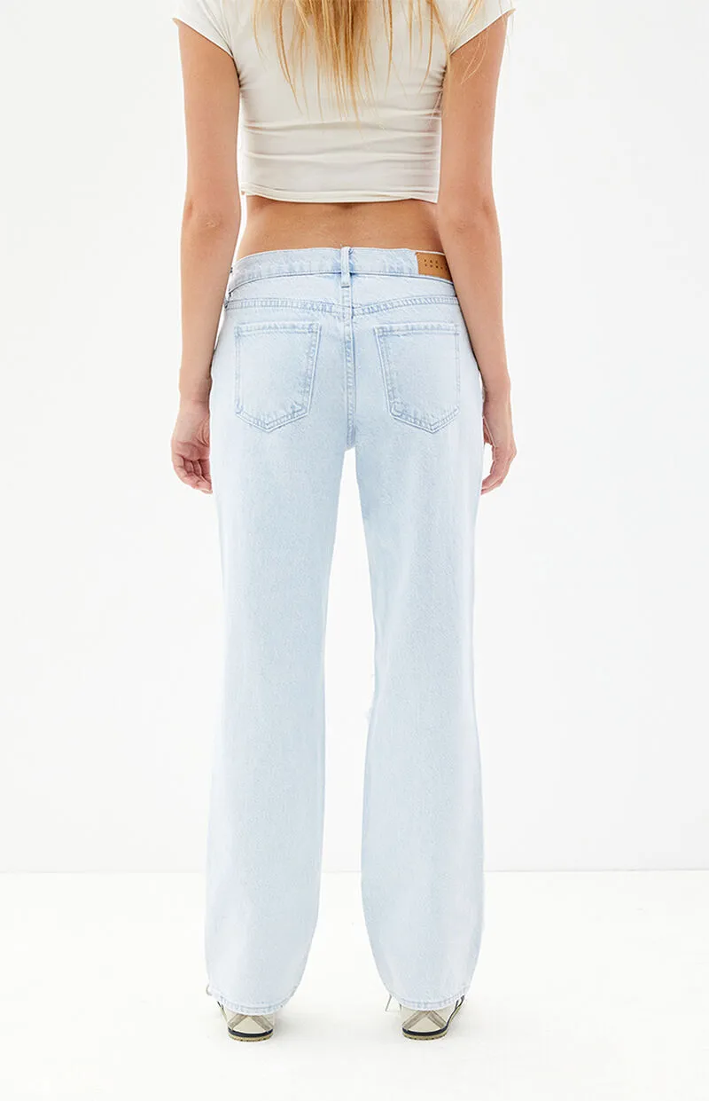 PacSun Jordyn Light Indigo Ripped Low Rise Straight Leg Jeans