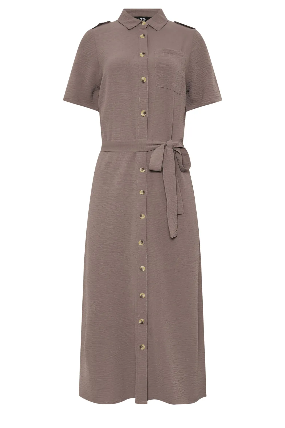 LTS Tall Brown Button Through Midi Dress