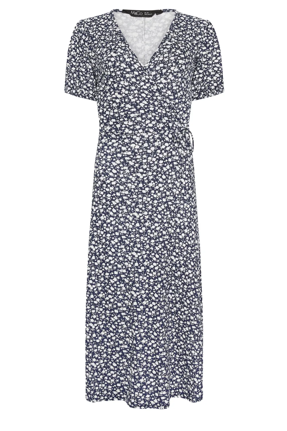 M&Co Navy Blue Ditsy Floral Print Midi Wrap Dress