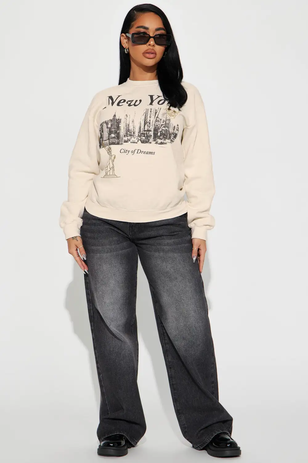 New York City Of Dreams Washed Sweatshirt - Natural/Combo