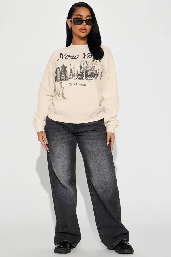 New York City Of Dreams Washed Sweatshirt - Natural/Combo