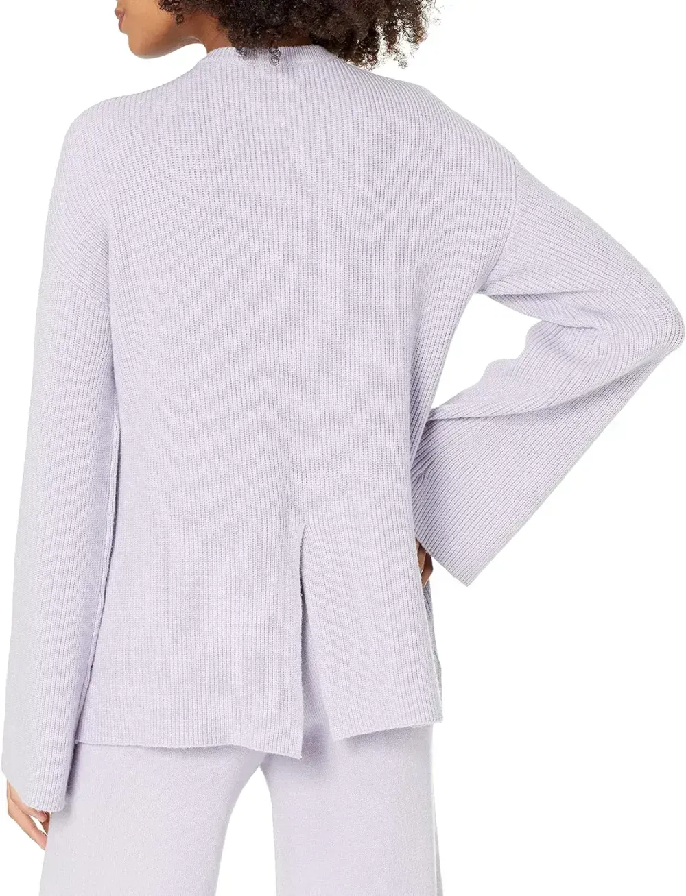 Women's Alice Crewneck Back-Slit Ribbed Pullover Sweater