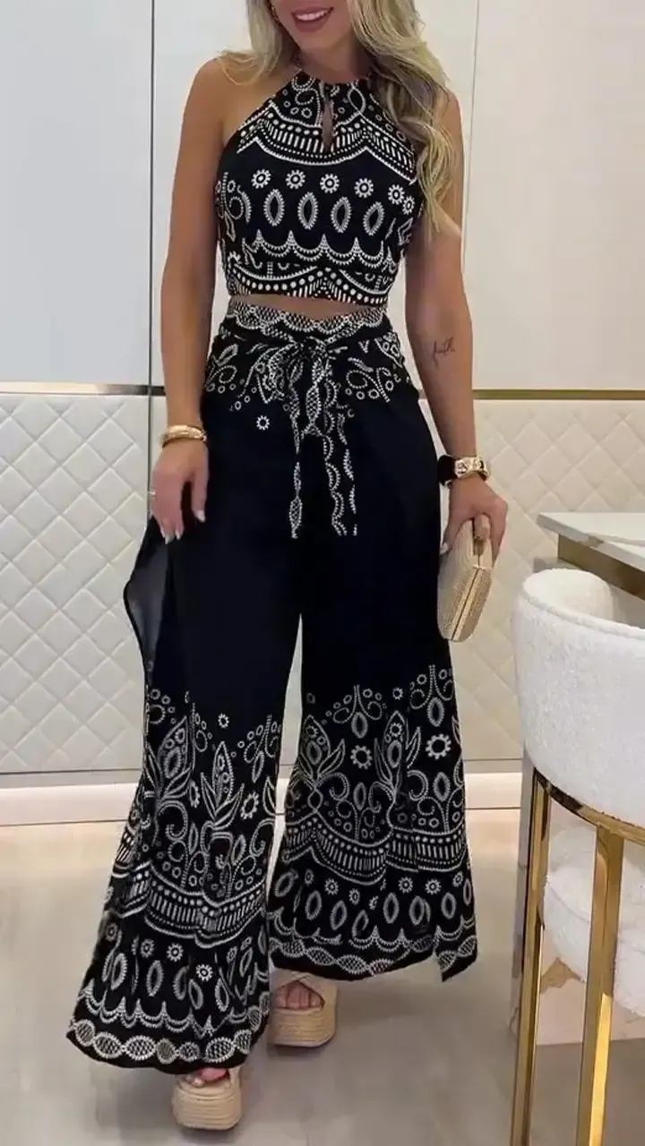 Women's Vintage Printed Holiday Casual Three-Piece Suits