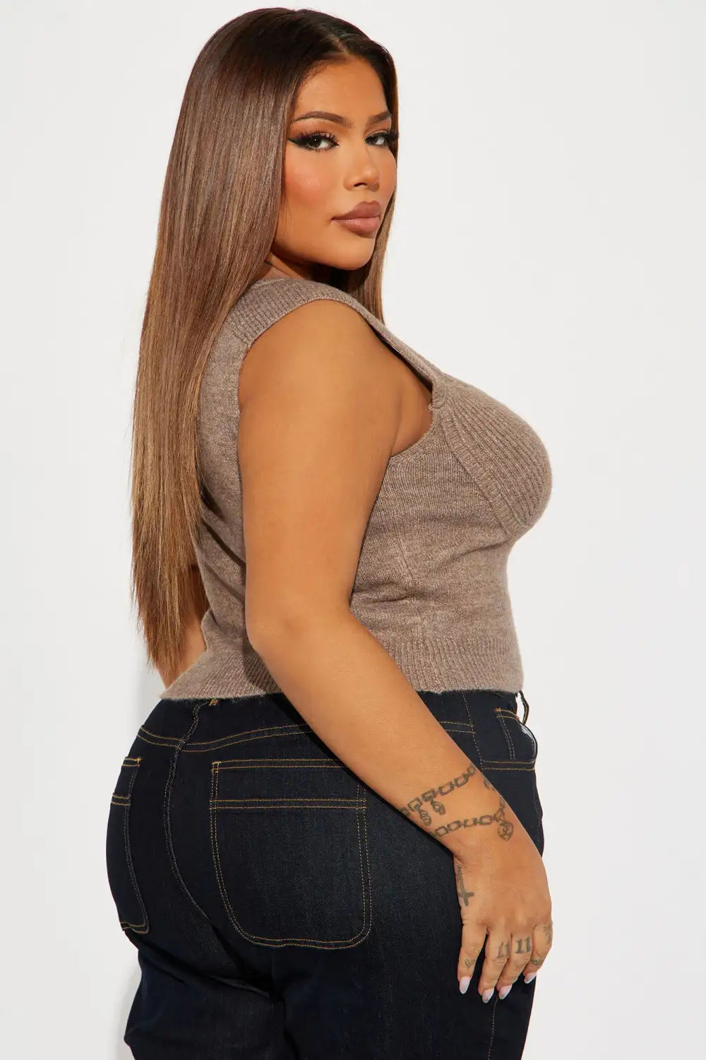 Ruth Sweater Top - Taupe