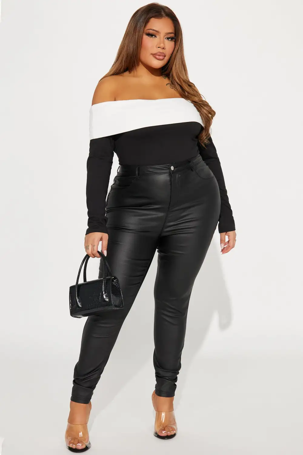 Miss Independent Off Shoulder Top - Black/White