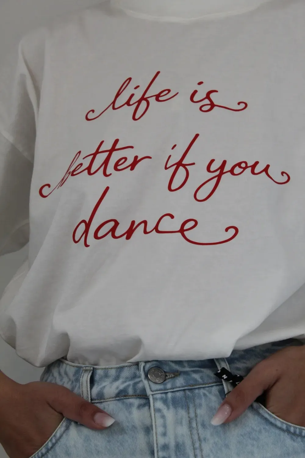 Trimmed Graphic Crewneck Cotton Tee Layer