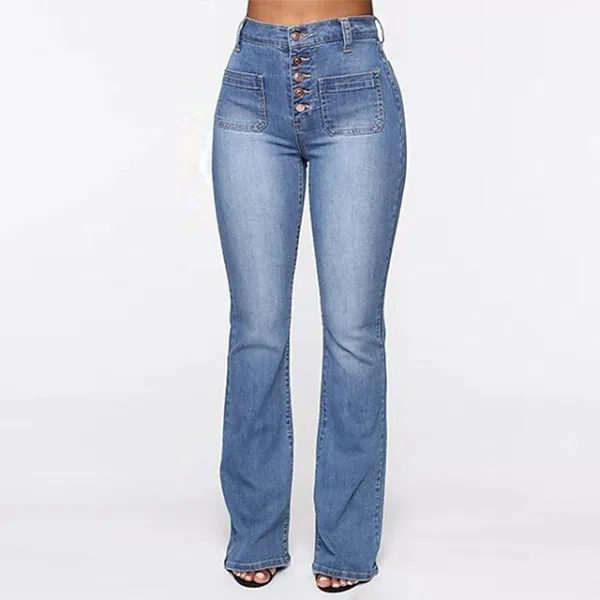 Women's Jeans Skinny Bootcut Full Length Denim Pocket High Cut Stretchy High Waist Fashion Office Casual Light Blue Dark Blue S M Autumn / Fall