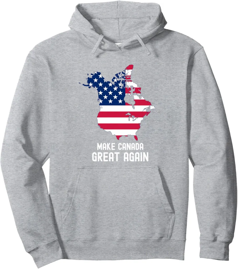 Trump Make Canada Great Again USA 51st State American Flag Pullover Hoodie