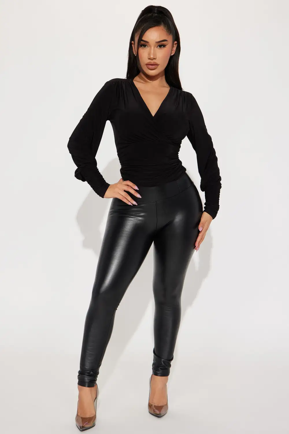 Samantha Surplice Top - Black