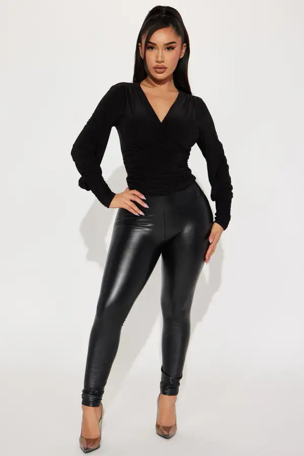 Samantha Surplice Top - Black